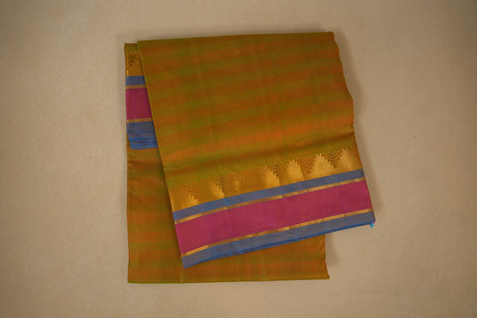 Mustard with green dual tone ten yards madisar silk saree