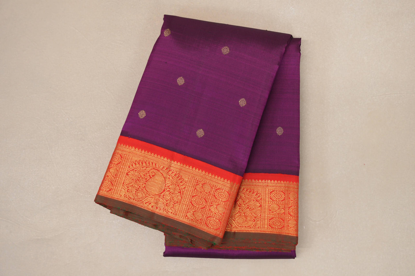 Deep Magenta with Bright Red Borders and Manthulir Selvedge Vintage Heirloom Kanjivaram Silk Saree SS9036
