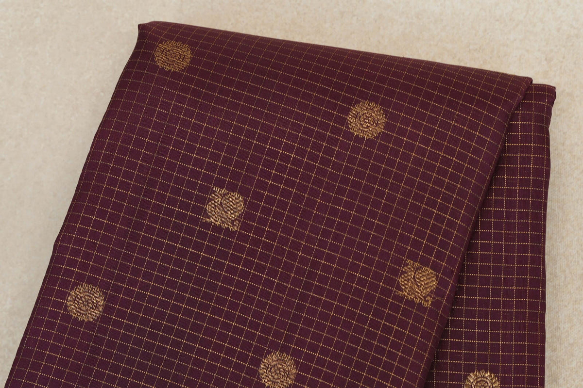 Brown with Zari Checks Vintage Heirloom Kanjivaram Silk Saree body