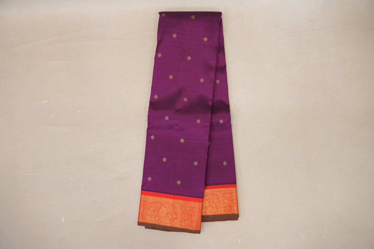 Deep Magenta with Bright Red Borders and Manthulir Selvedge Vintage Heirloom Kanjivaram Silk Saree SS9036
