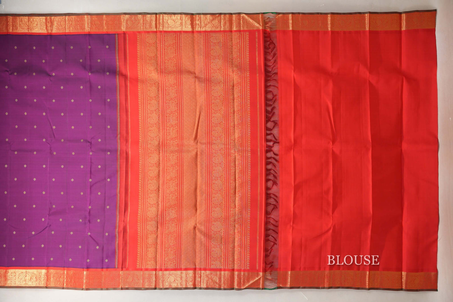 Deep Magenta with Bright Red Borders and Manthulir Selvedge Vintage Heirloom Kanjivaram Silk Saree SS9036
