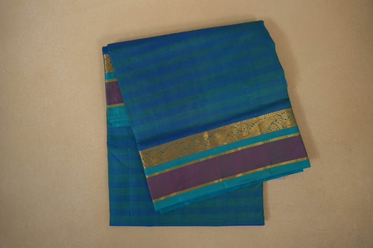 Peacock blue ten yards madisar silk saree