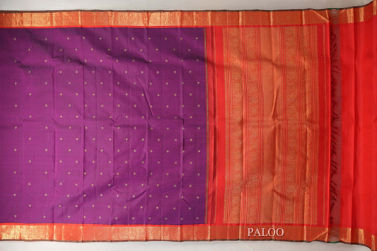 Deep Magenta with Bright Red Borders and Manthulir Selvedge Vintage Heirloom Kanjivaram Silk Saree SS9036