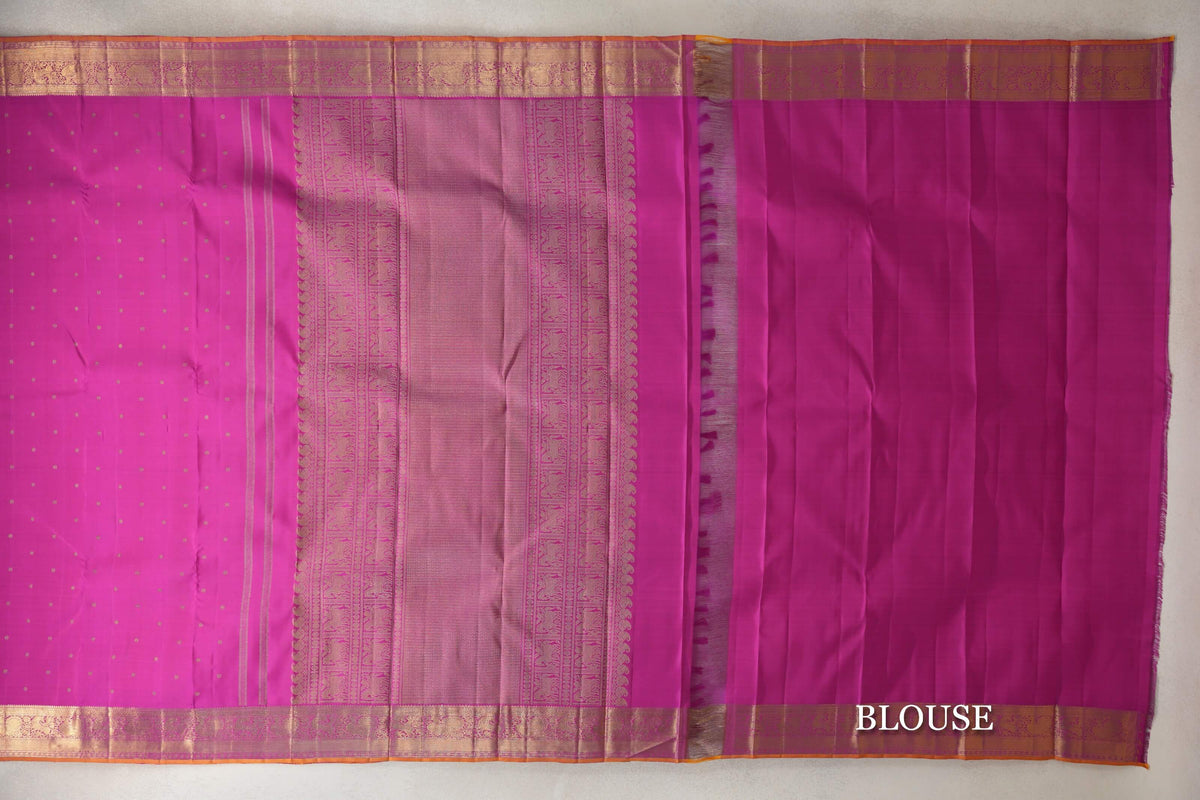 Pink Vintage Heirloom Kanjivaram Silk Saree blouse