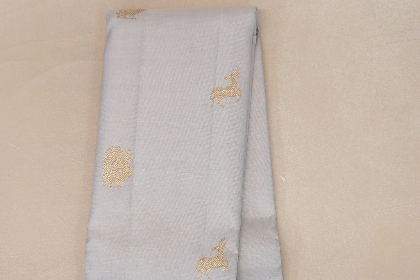 Pearl Grey with Light Green Selvedge Vintage Kanjivaram Silk Saree SS9039