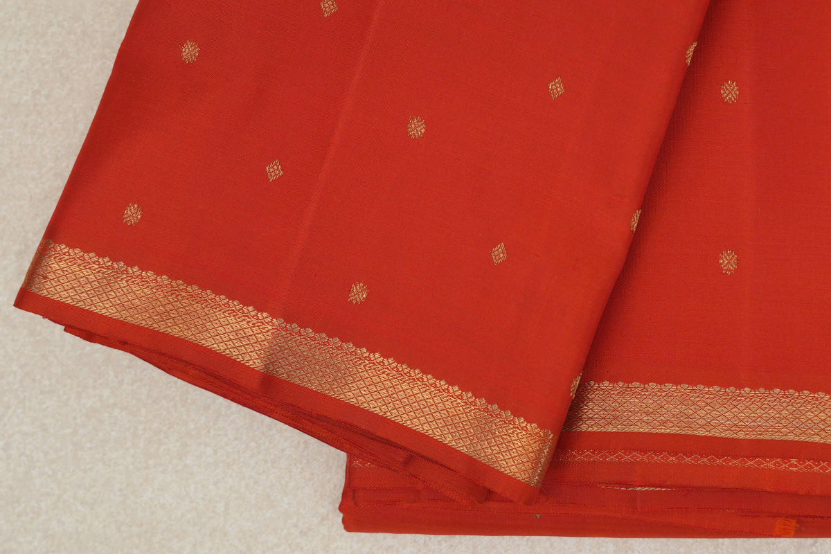 Rust Orange Vintage Heirloom Kanjivaram Silk Saree border