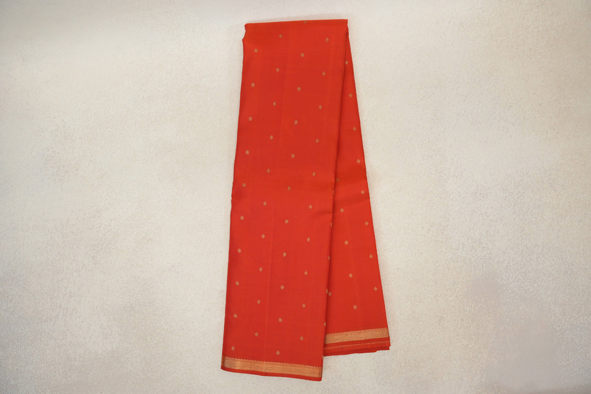Online Rust Orange Vintage Heirloom Kanjivaram Silk Saree