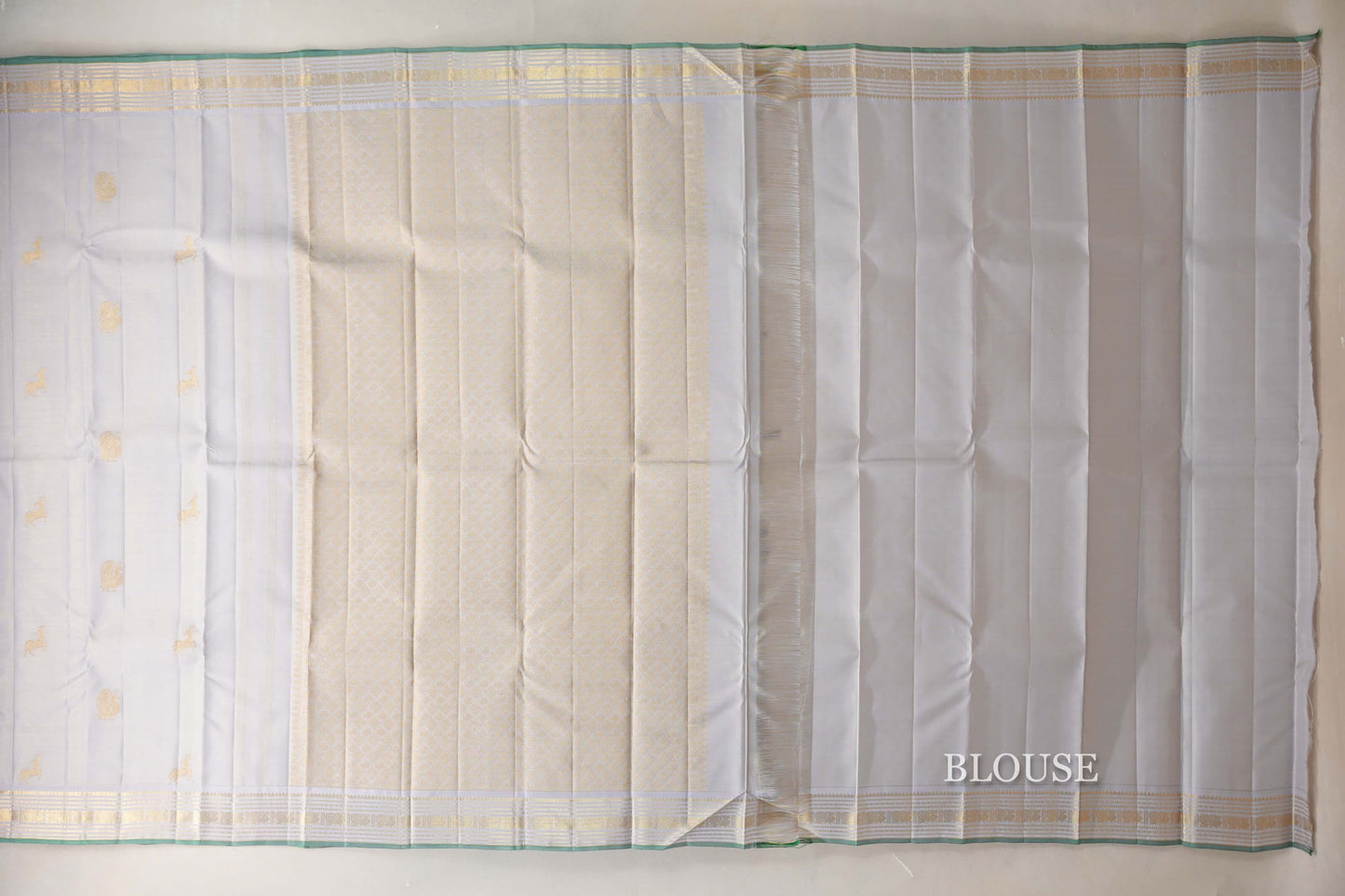Pearl Grey with Light Green Selvedge Vintage Kanjivaram Silk Saree SS9039