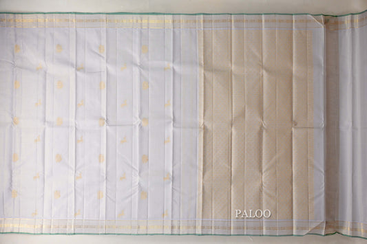 Pearl Grey with Light Green Selvedge Vintage Kanjivaram Silk Saree SS9039