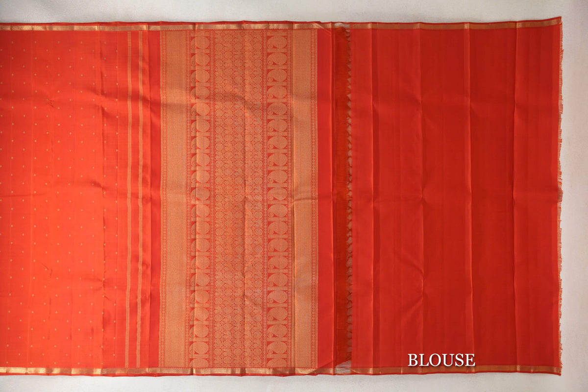 Rust Orange Vintage Heirloom Kanjivaram Silk Saree blouse