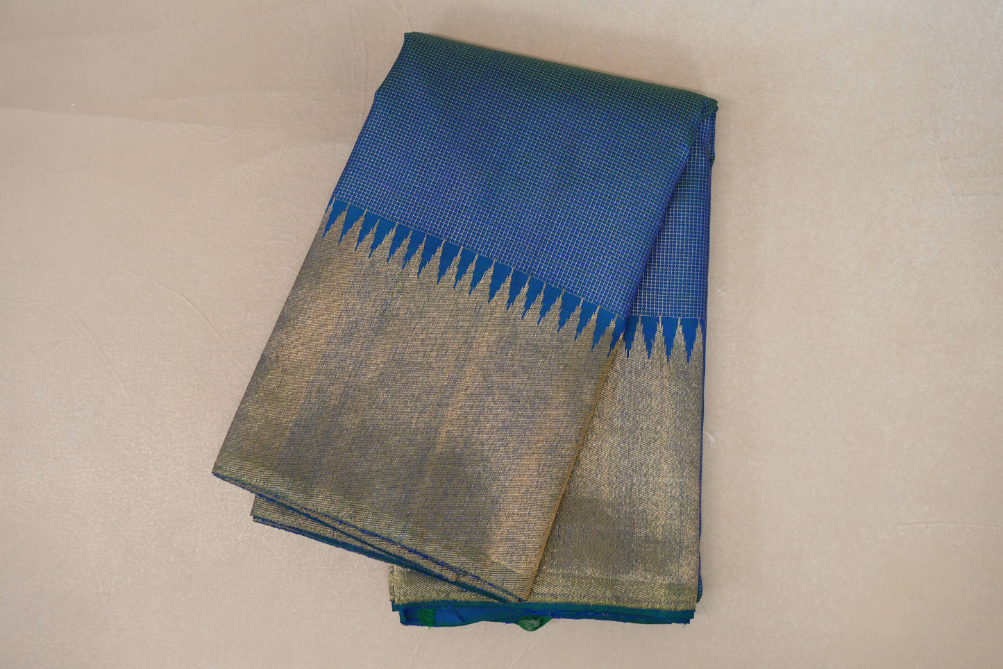 Peacock Blue Vintage Heirloom Kanjivaram Silk Saree SS9041