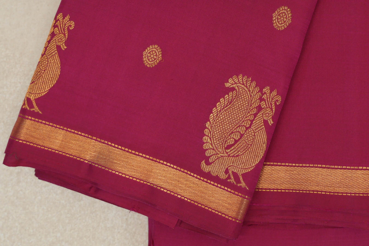 Dark Pink Plant Based Kanjivaram Silk Saree border