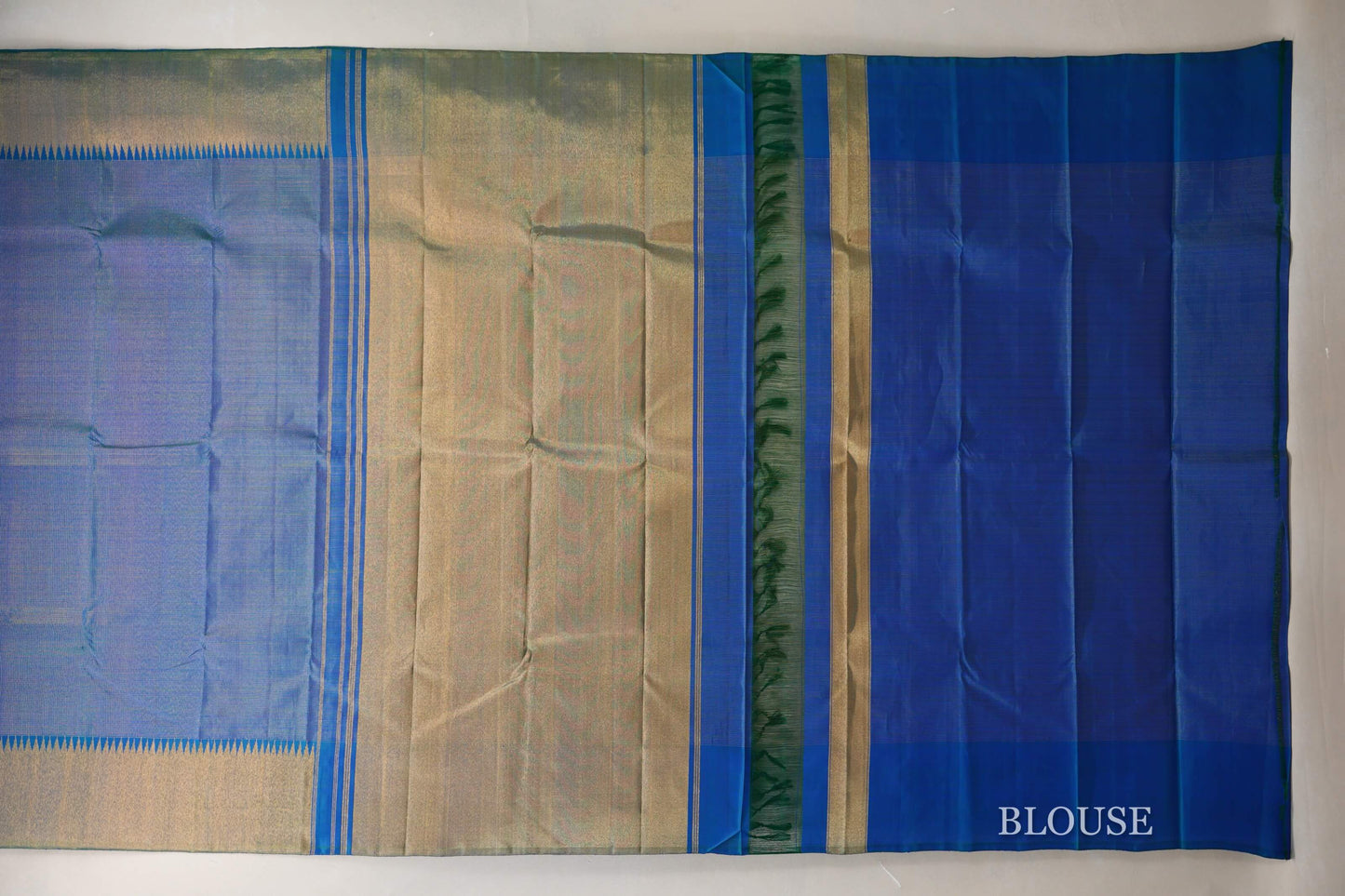 Peacock Blue Vintage Heirloom Kanjivaram Silk Saree SS9041