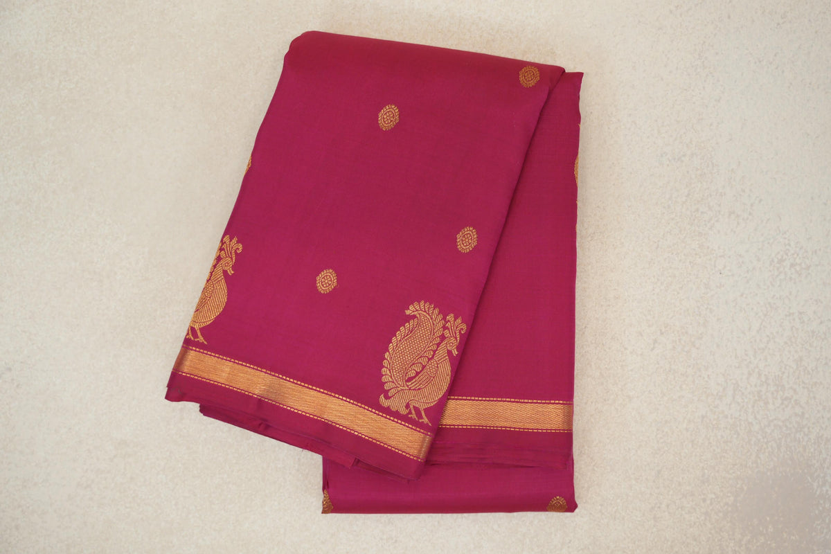 Dark Pink Plant Based Kanjivaram Silk Saree