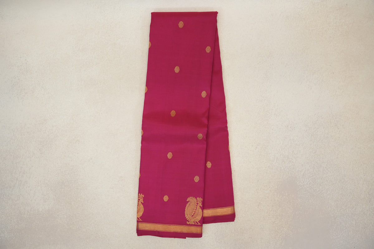 Online Dark Pink Plant Based Kanjivaram Silk Saree