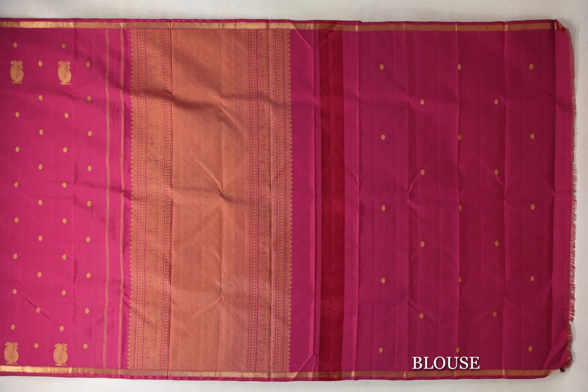 Dark Pink Plant Based Kanjivaram Silk Saree blouse