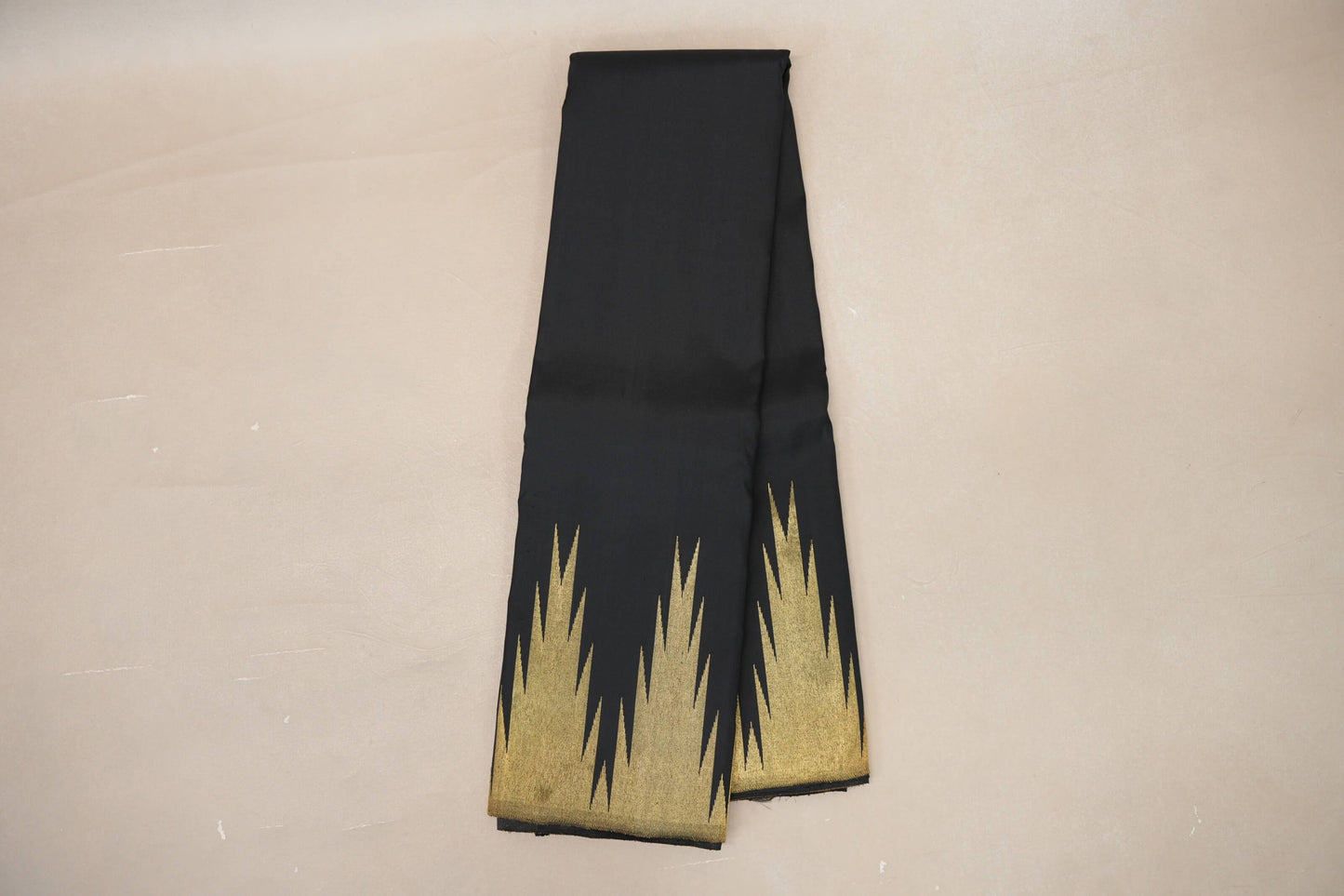 Black with Temple Borders Vintage Kanjivaram Silk Saree SS9042