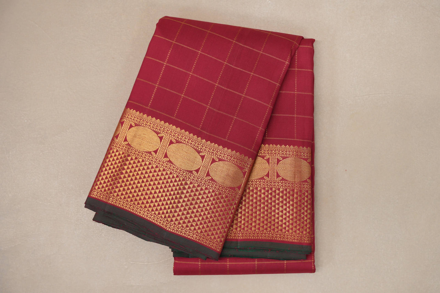Reddish Pink with Bottle Green Selvedge Vintage Kanjivaram Silk Saree SS9043