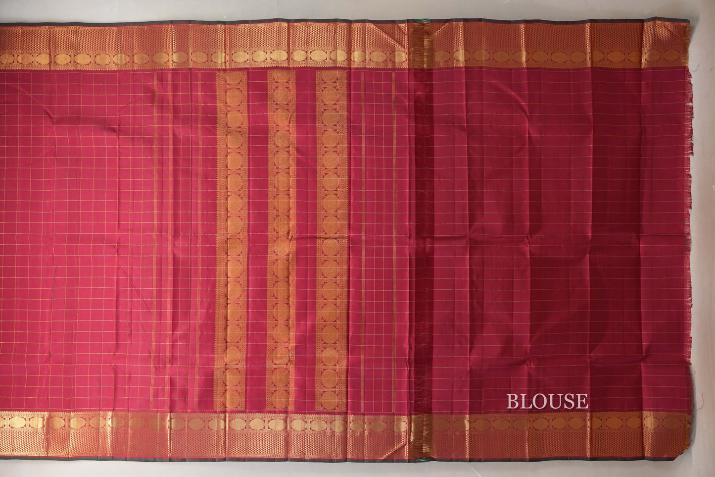 Reddish Pink with Bottle Green Selvedge Vintage Kanjivaram Silk Saree SS9043