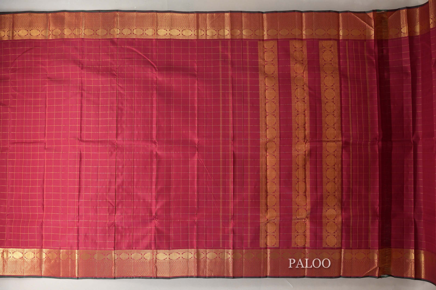 Reddish Pink with Bottle Green Selvedge Vintage Kanjivaram Silk Saree SS9043