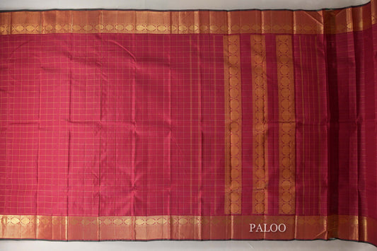 Reddish Pink with Bottle Green Selvedge Vintage Kanjivaram Silk Saree SS9043