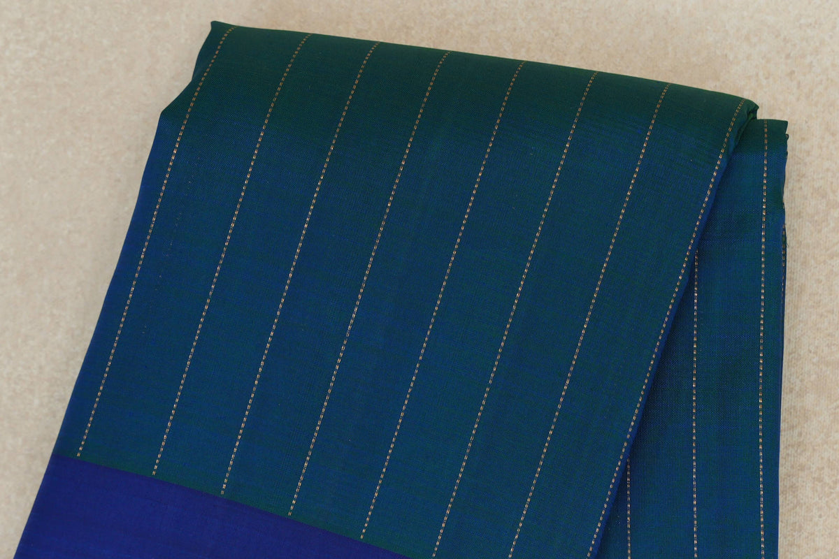 Rexona Green with Ink Blue Borders Plant Based Kanjivaram Silk Saree body