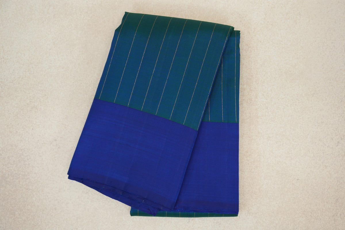 Rexona Green with Ink Blue Borders Plant Based Kanjivaram Silk Saree