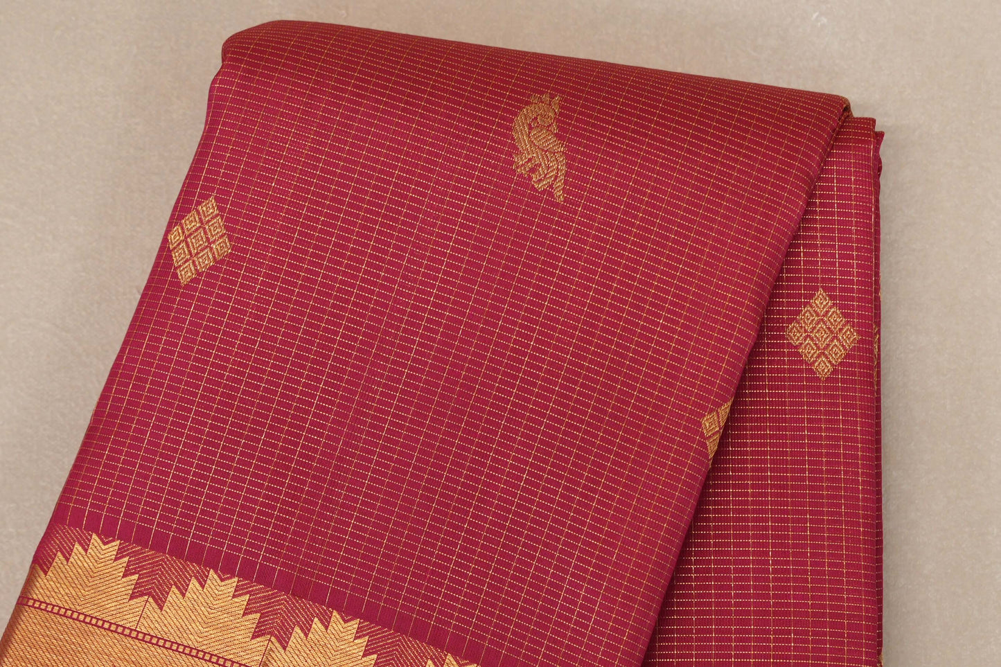 Bright Pink with Orange Selvedge Vintage Kanjivaram Silk Saree SS9046