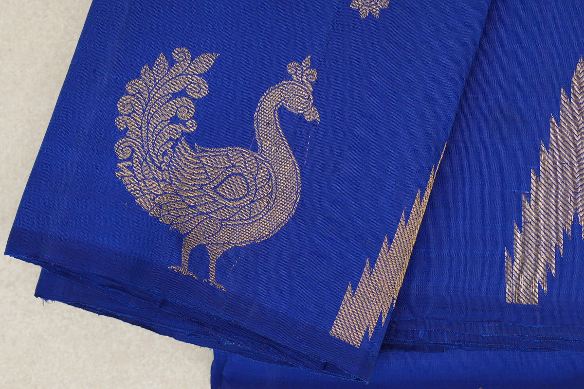 Ink Blue Borderless Plant Based Kanjivaram Silk Saree  