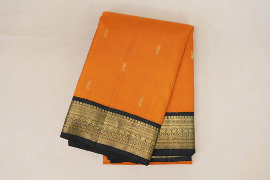 Deep Mango Orange with Black Borders Vintage Kanjivaram Silk Saree SS9047