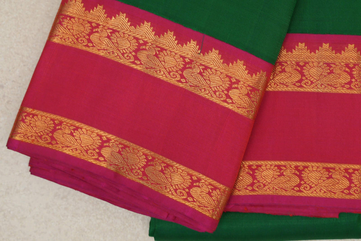Green Plant Based Kanjivaram Silk Saree border