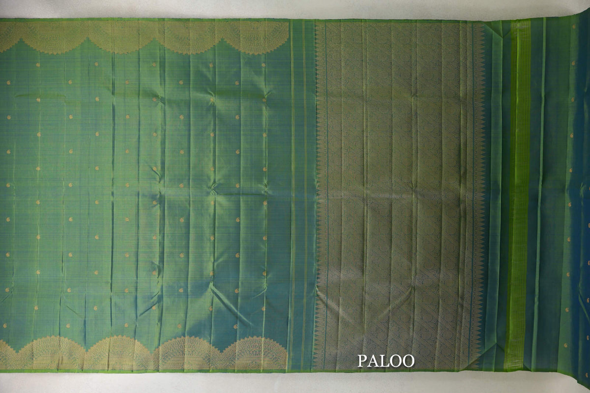 Pista Green Plant Based Kanjivaram Silk Saree paloo