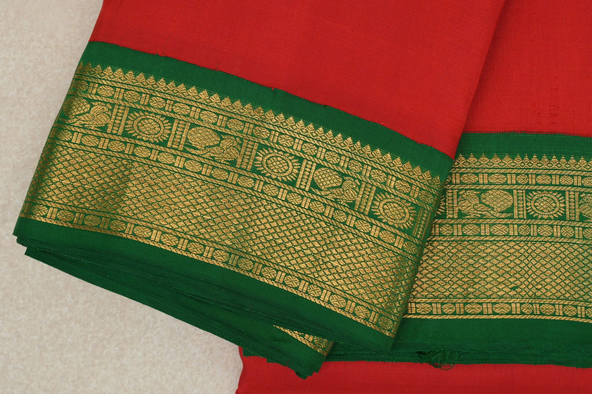 Red Plant Based Kanjivaram Silk Saree border