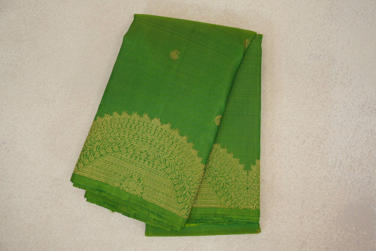 Parrot Green Plant Based Kanjivaram Silk Saree