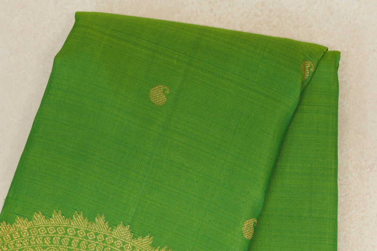 Parrot Green Plant Based Kanjivaram Silk Saree body