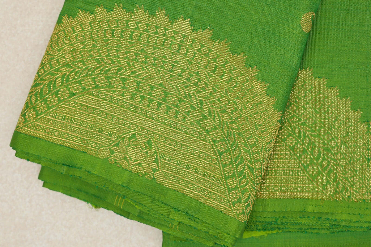 Parrot Green Plant Based Kanjivaram Silk Saree border