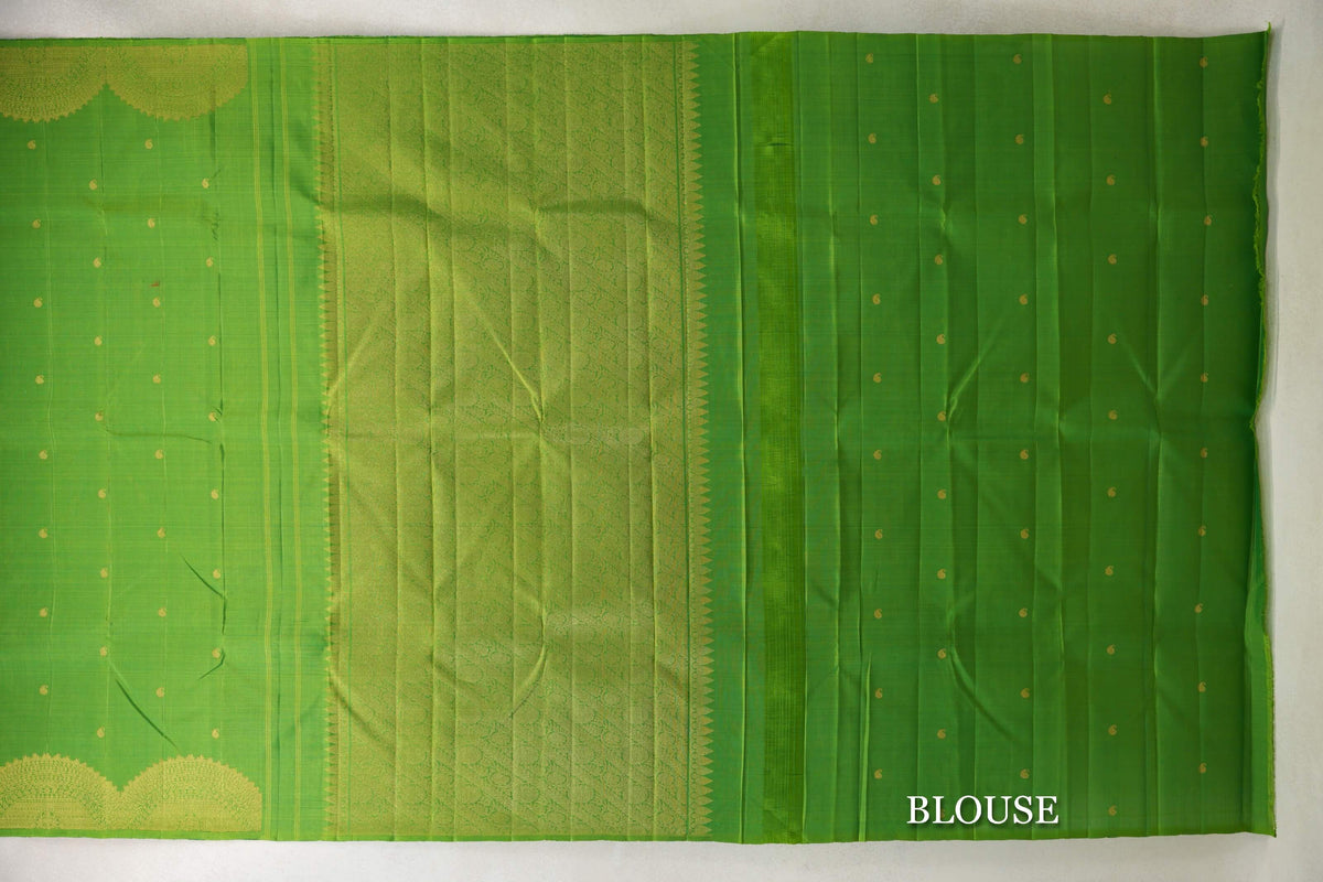 Parrot Green Plant Based Kanjivaram Silk Saree blouse