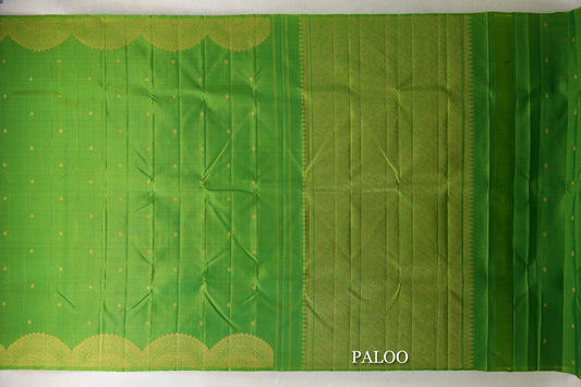 Parrot Green Plant Based Kanjivaram Silk Saree paloo
