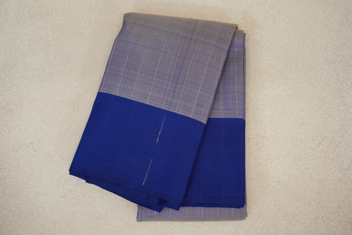 Lavender with Navy Blue Borders Plant Based Kanjivaram Silk Saree
