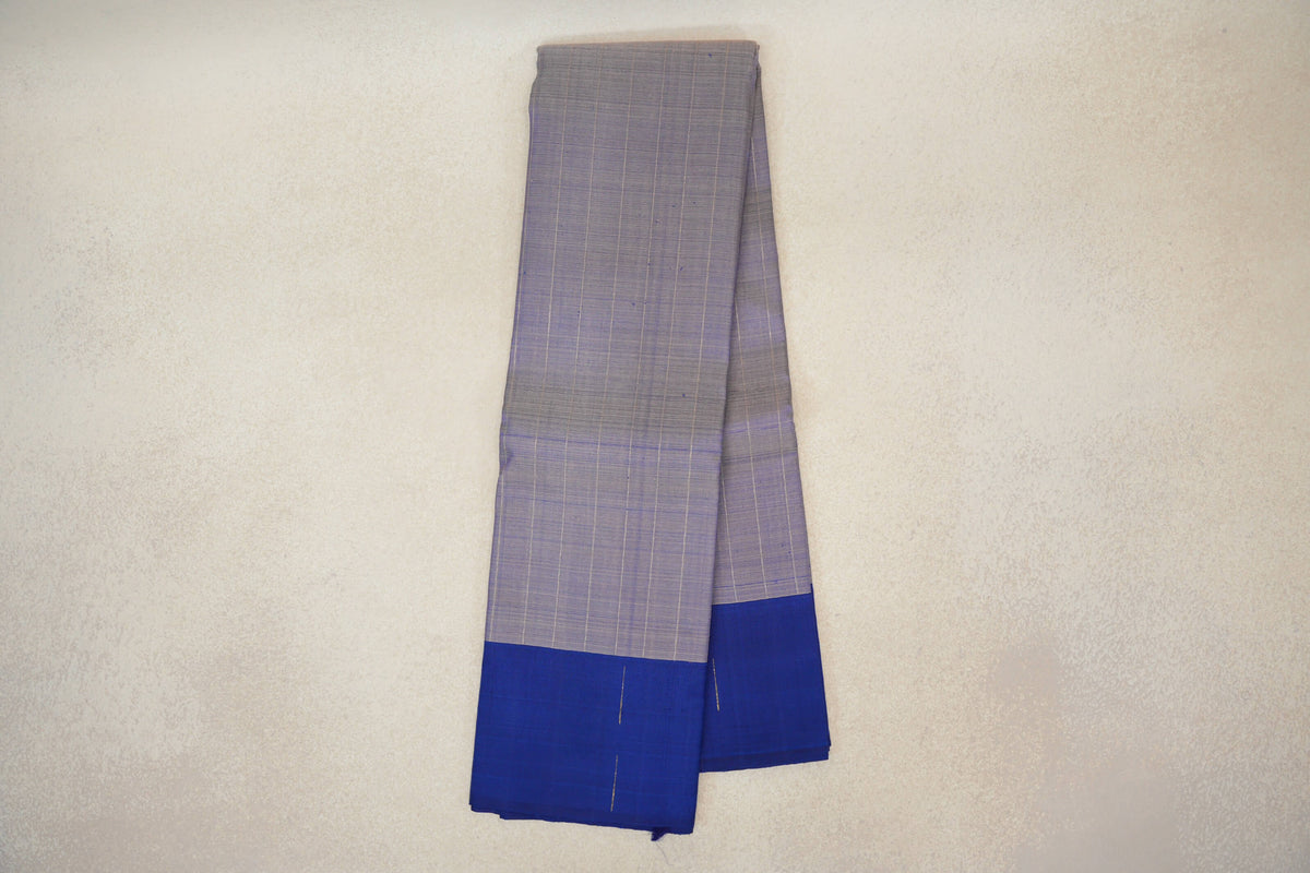 Online Lavender with Navy Blue Borders Plant Based Kanjivaram Silk Saree