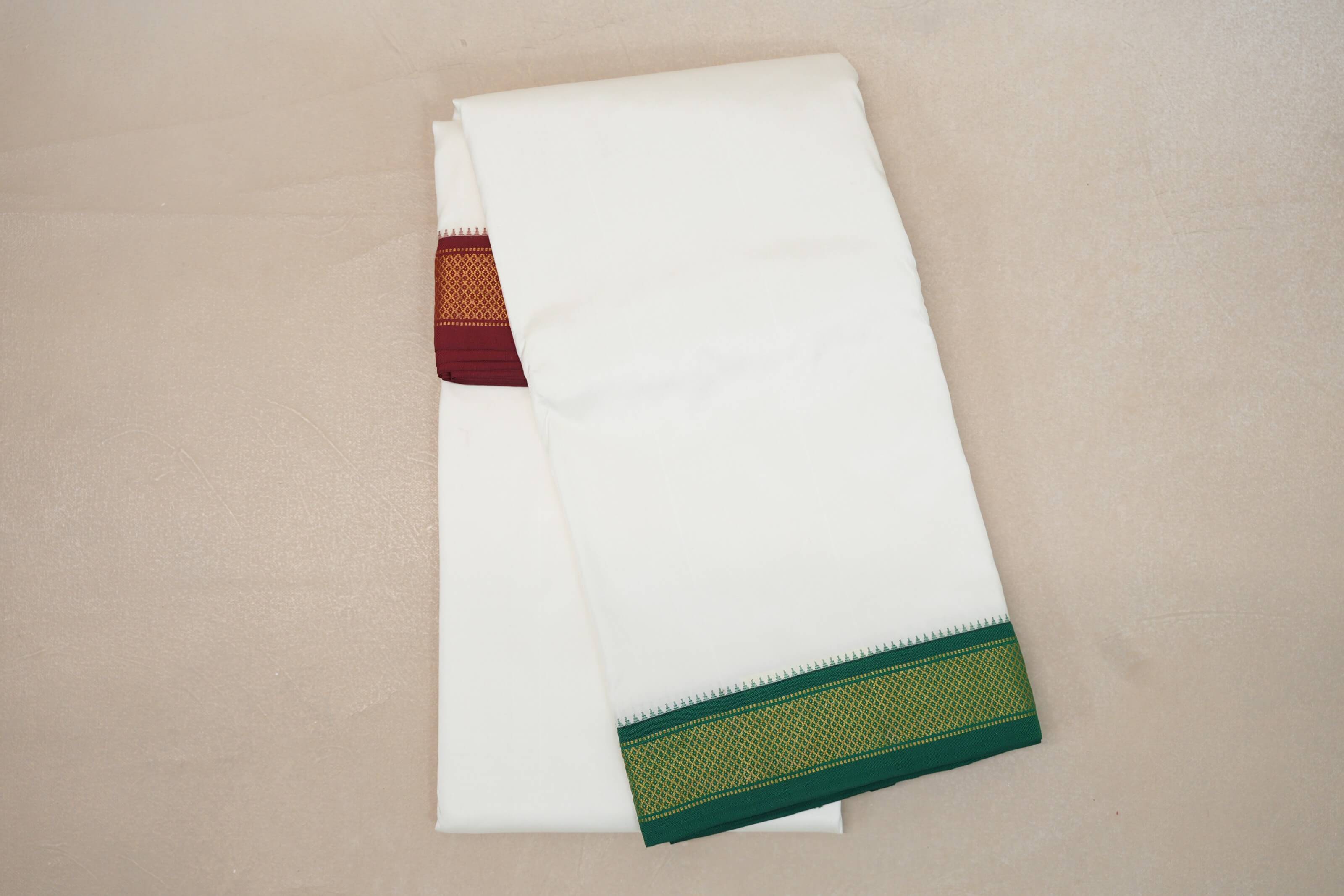 9 Mulam Silk Dhoti with 5 Mulam Angavastram for Wedding DH066