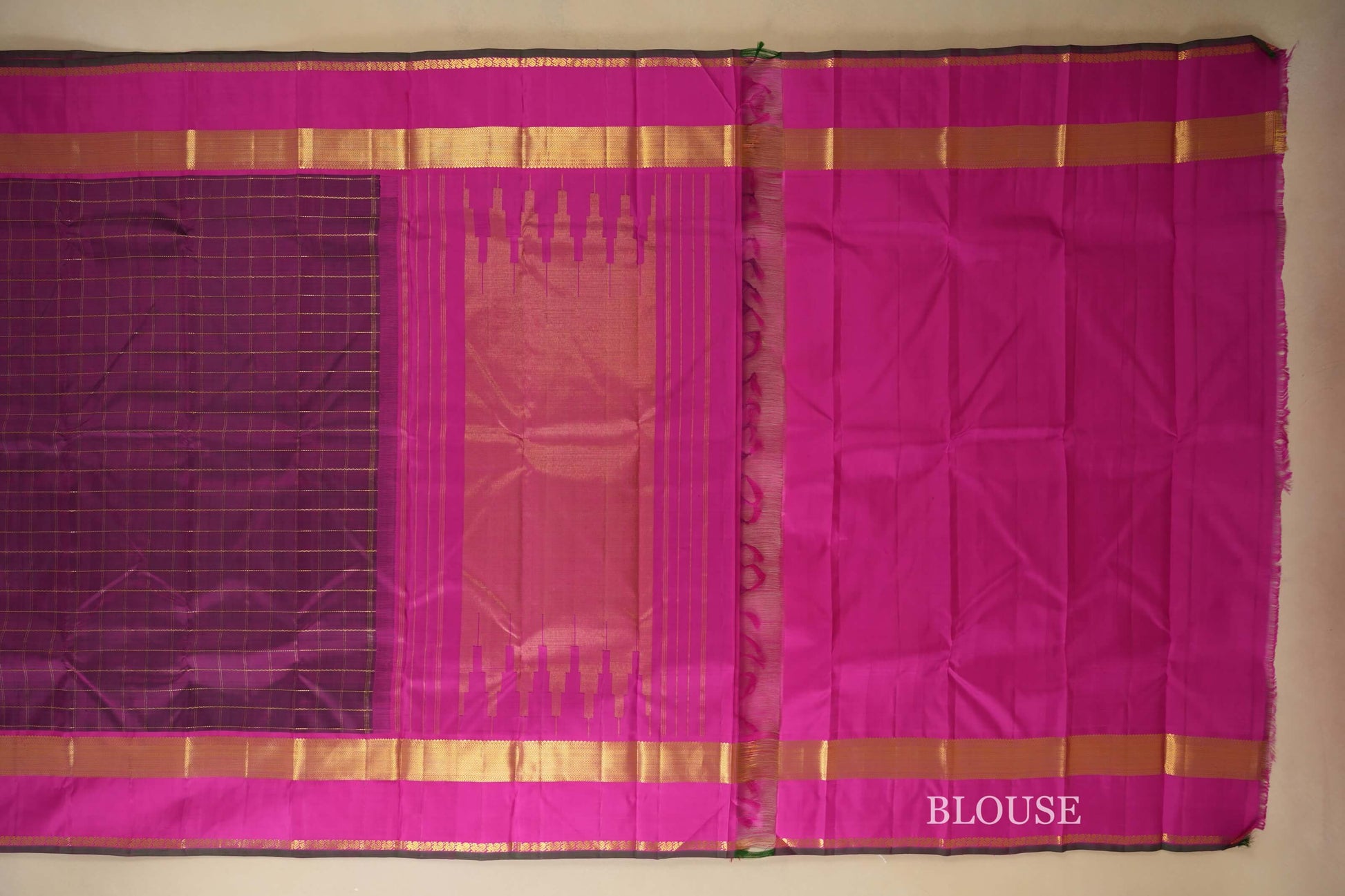 Dark magenta vintage kanjivaram silk  blouse