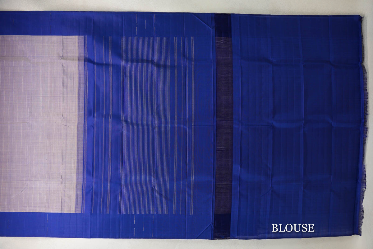 Lavender with Navy Blue Borders Plant Based Kanjivaram Silk Saree blouse