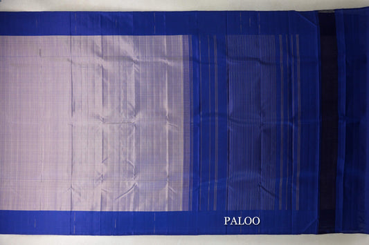 Lavender with Navy Blue Borders Plant Based Kanjivaram Silk Saree paloo