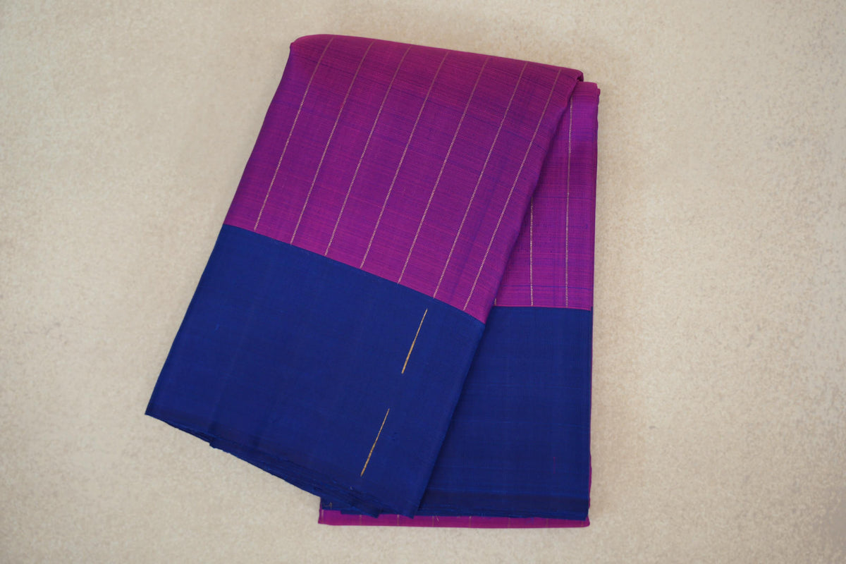 Magenta with Navy Blue Borders Plant Based Kanjivaram Silk Saree