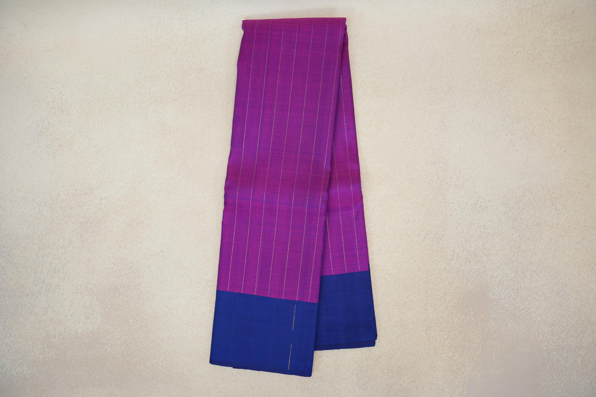 Online Magenta with Navy Blue Borders Plant Based Kanjivaram Silk Saree