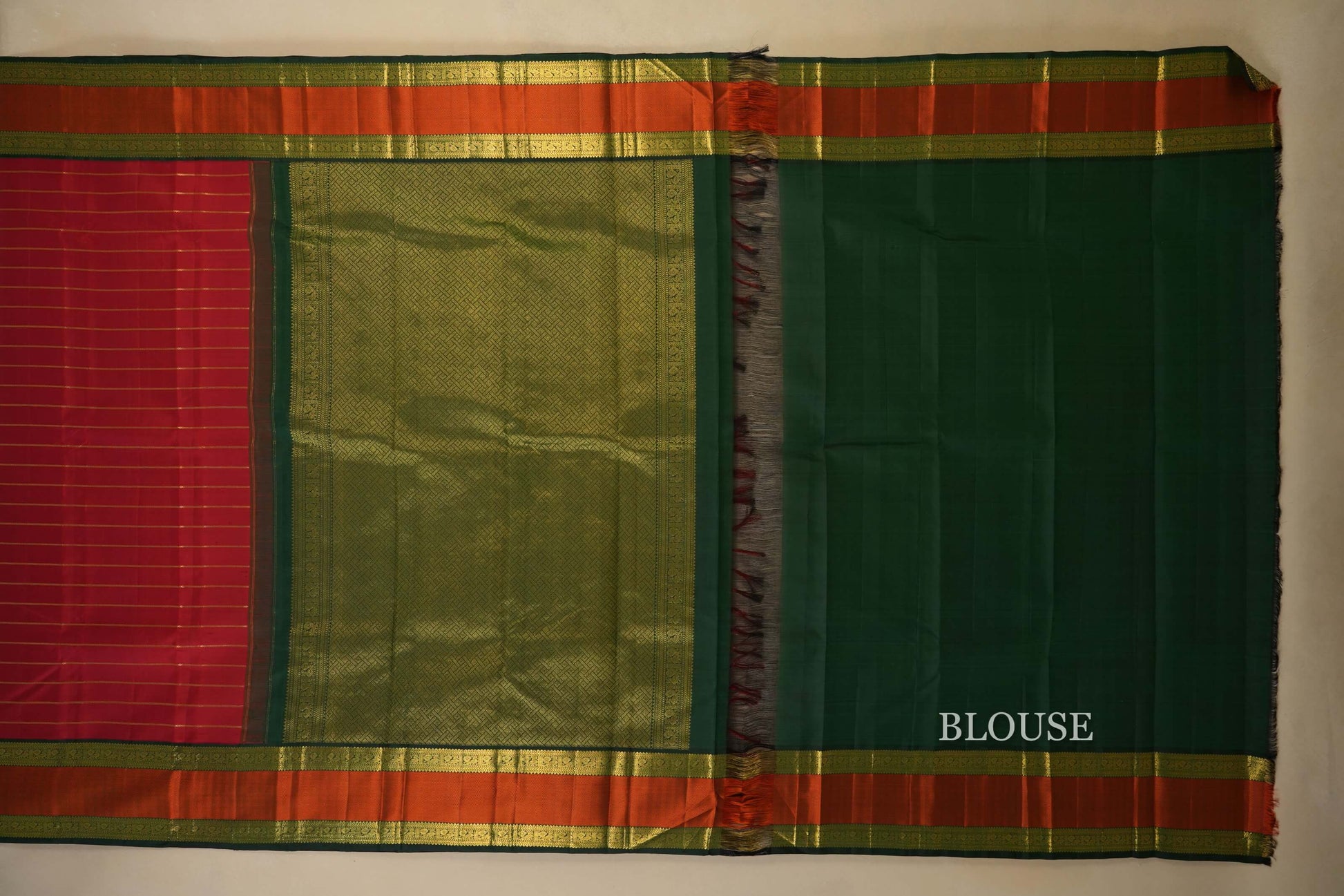 Red stripes Kanjivaram Silk Saree  blouse