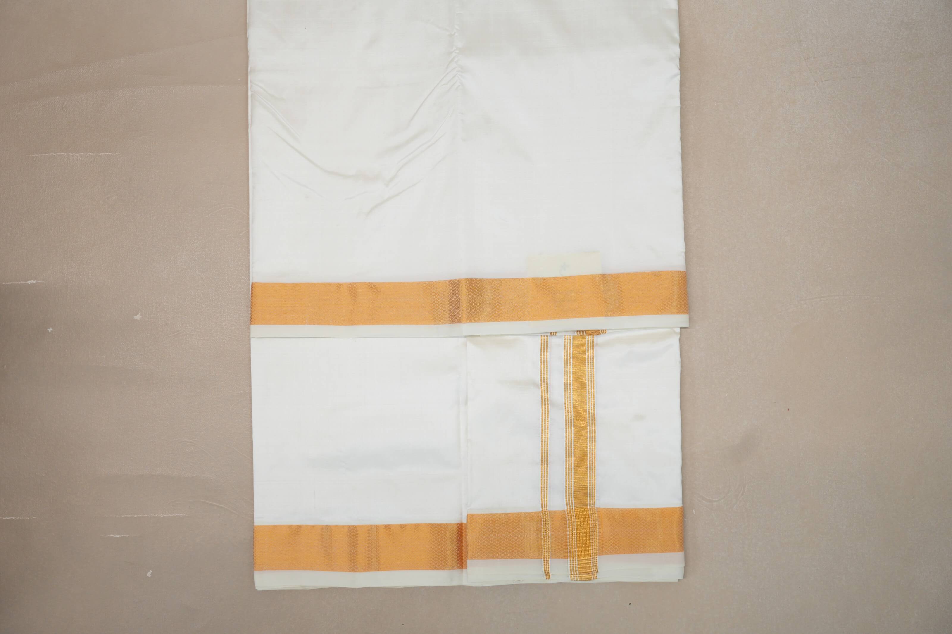 9 Mulam Silk Dhoti with 5 Mulam Angavastram for Wedding DH071