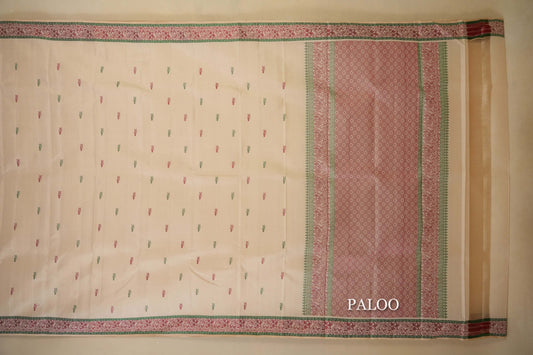 Off white Kanjivaram Silk Saree  paloo
