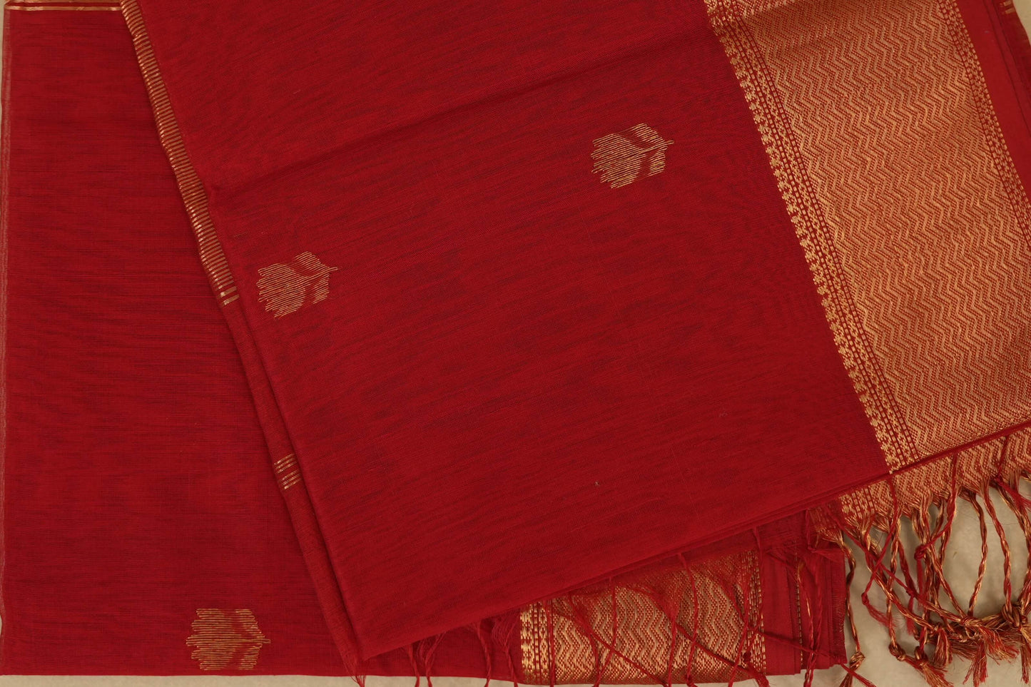 Red Maheshwari Silk Cotton Saree  online